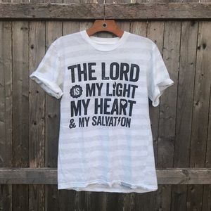 Walk in love. Graphic t-shirt white/grey stripe S